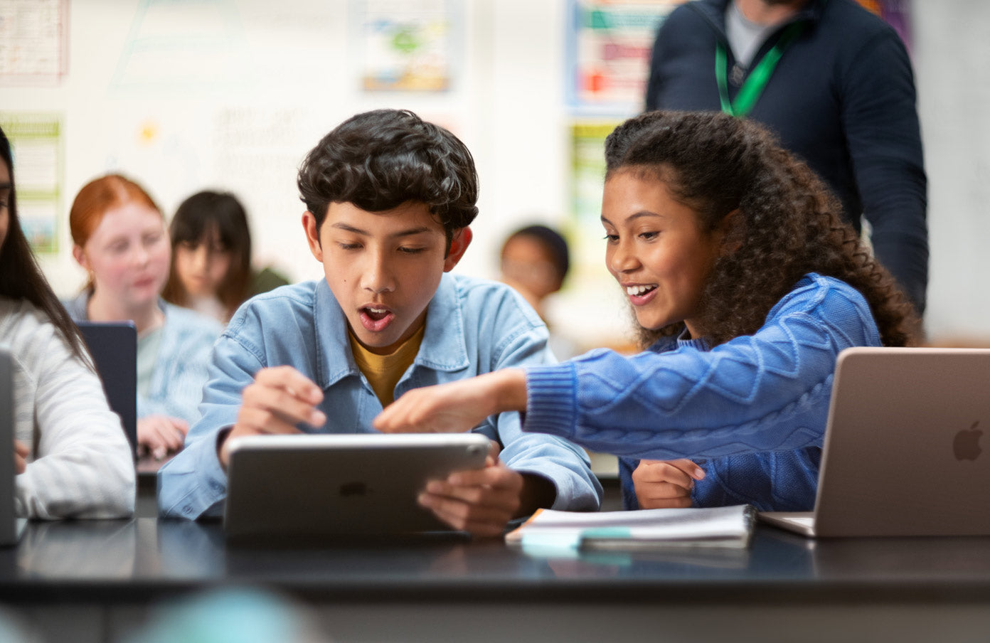 Students learning together with Apple technology